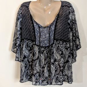 Knox Rose Tops - Blue Breezy Festival Hippie Boho Smock Top Sz L Knox Rose Tops - Blue Breezy Festival Hippie Boho Smock Top Sz L